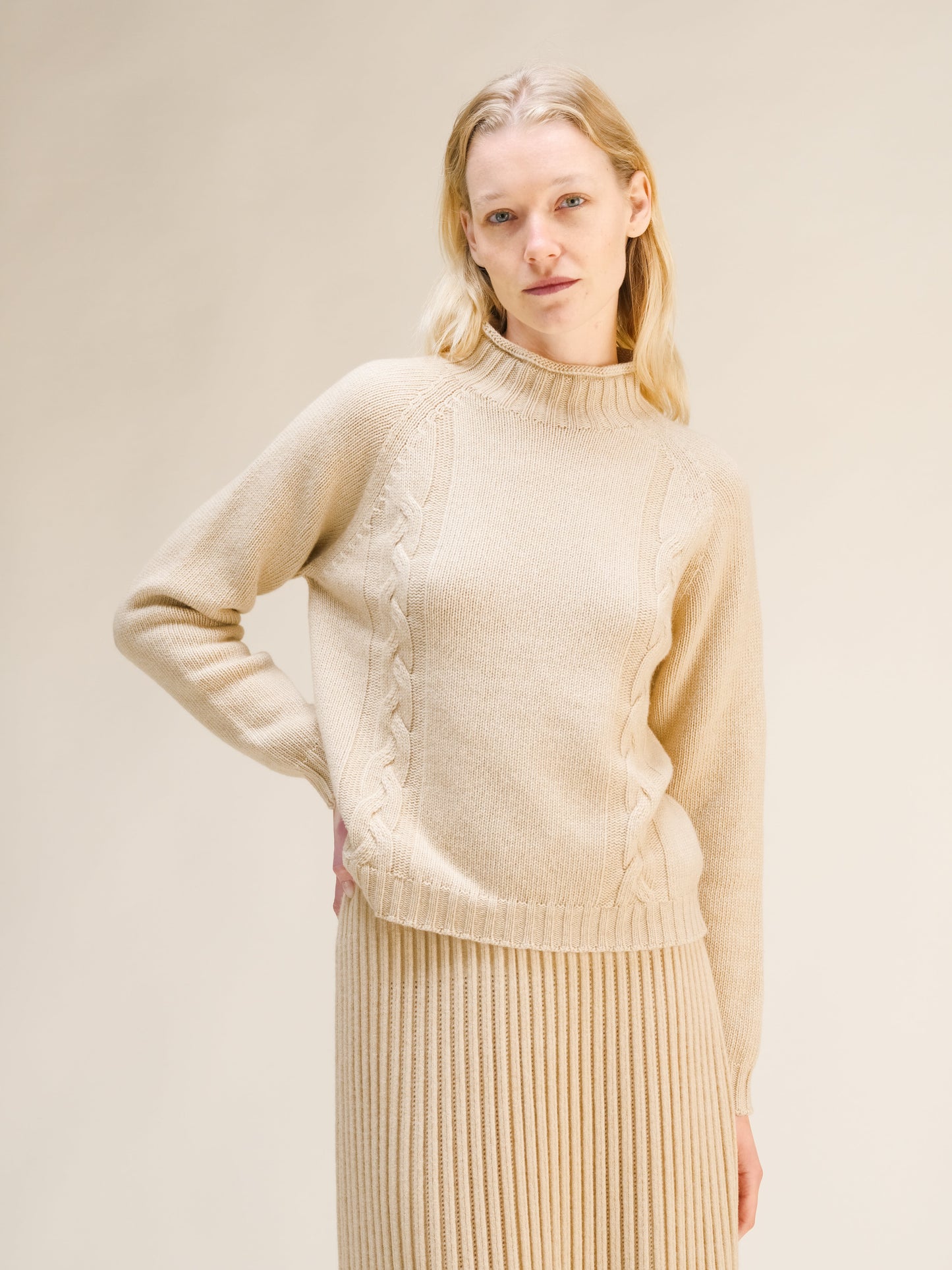 Cashmere Mix Cable "Ricciolo" Sweater (3D-Knit)