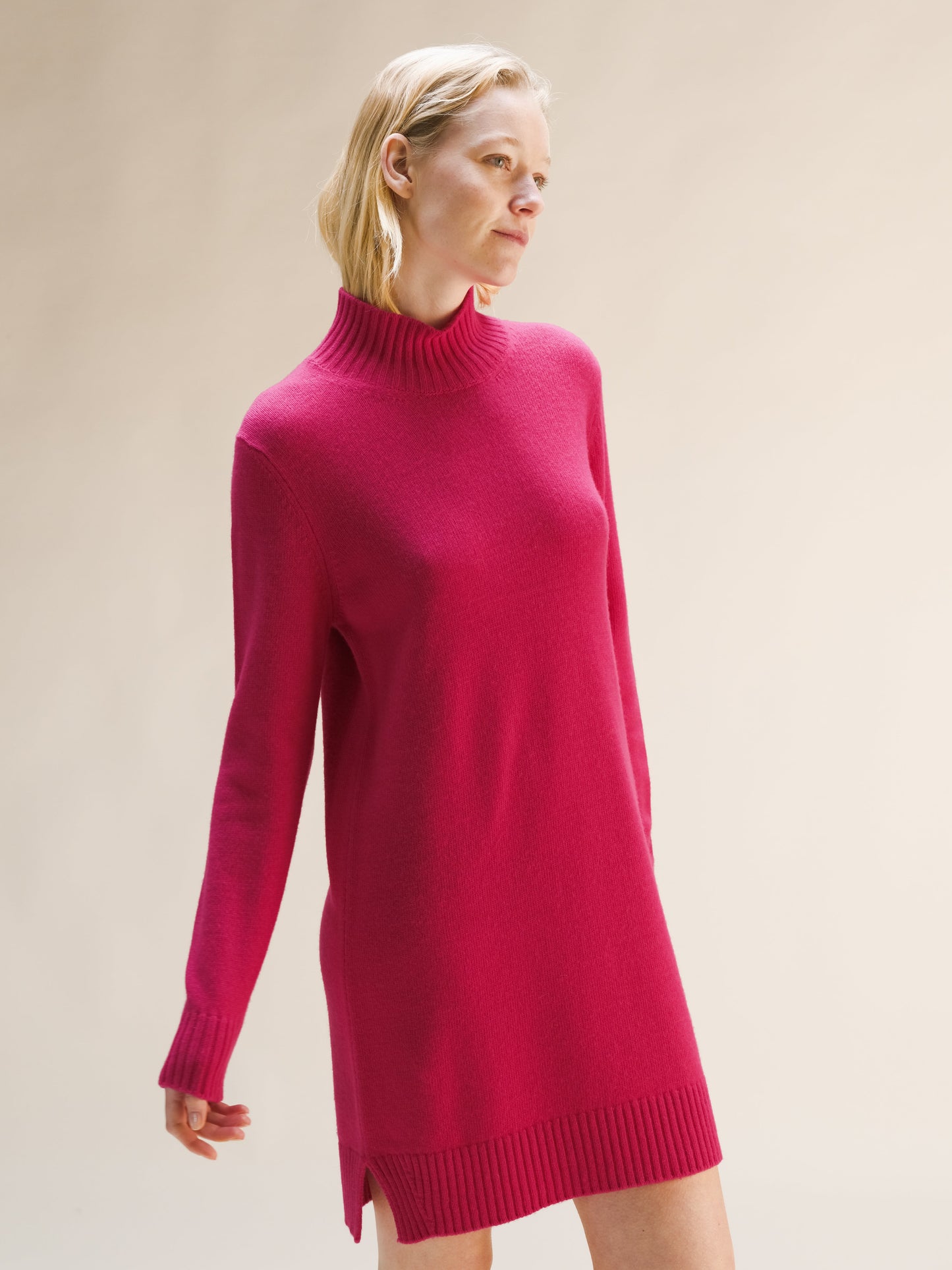 Cashmere Mix High Neck Midi Dress