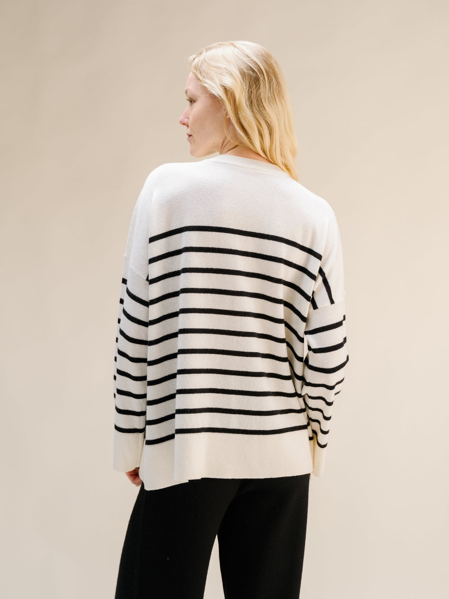 Cashmere Mix Striped Crewneck Sweater
