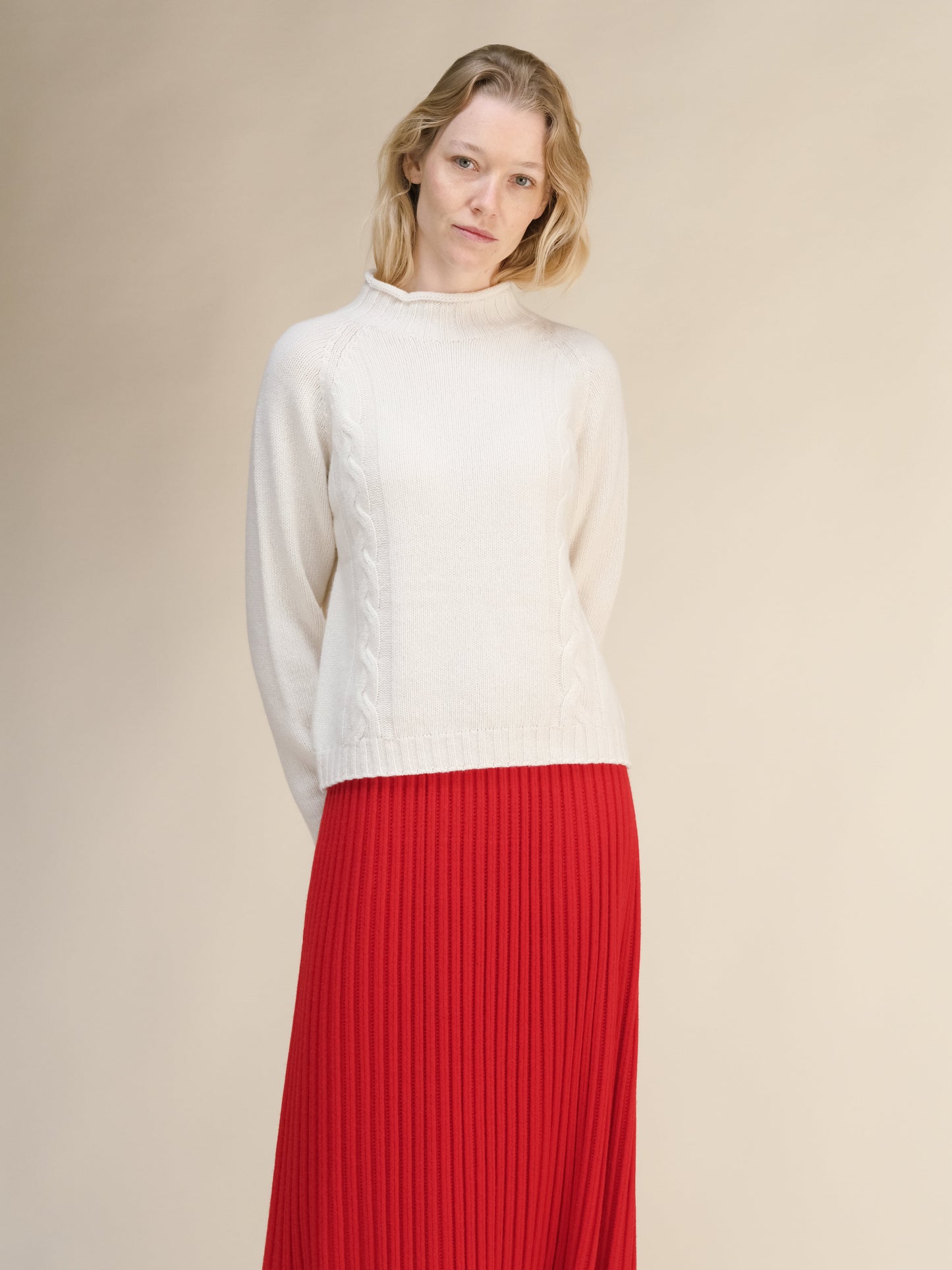 Cashmere Mix Cable "Ricciolo" Sweater (3D-Knit)