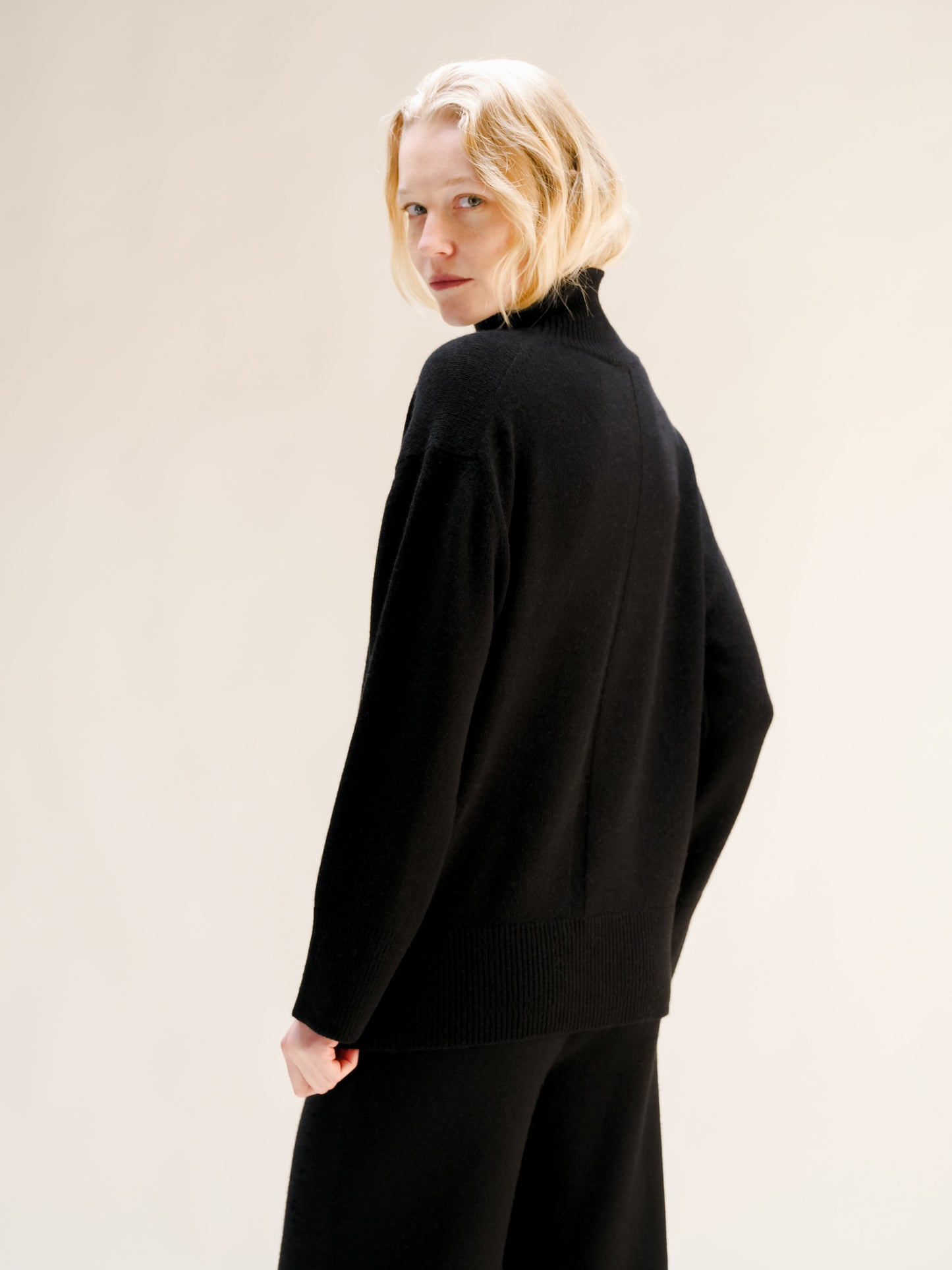 Cashmere Mix Long Turtleneck Sweater