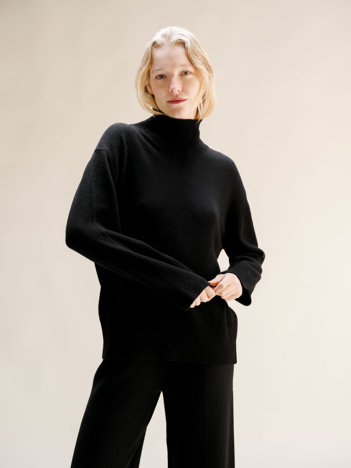 Cashmere Mix Long Turtleneck Sweater
