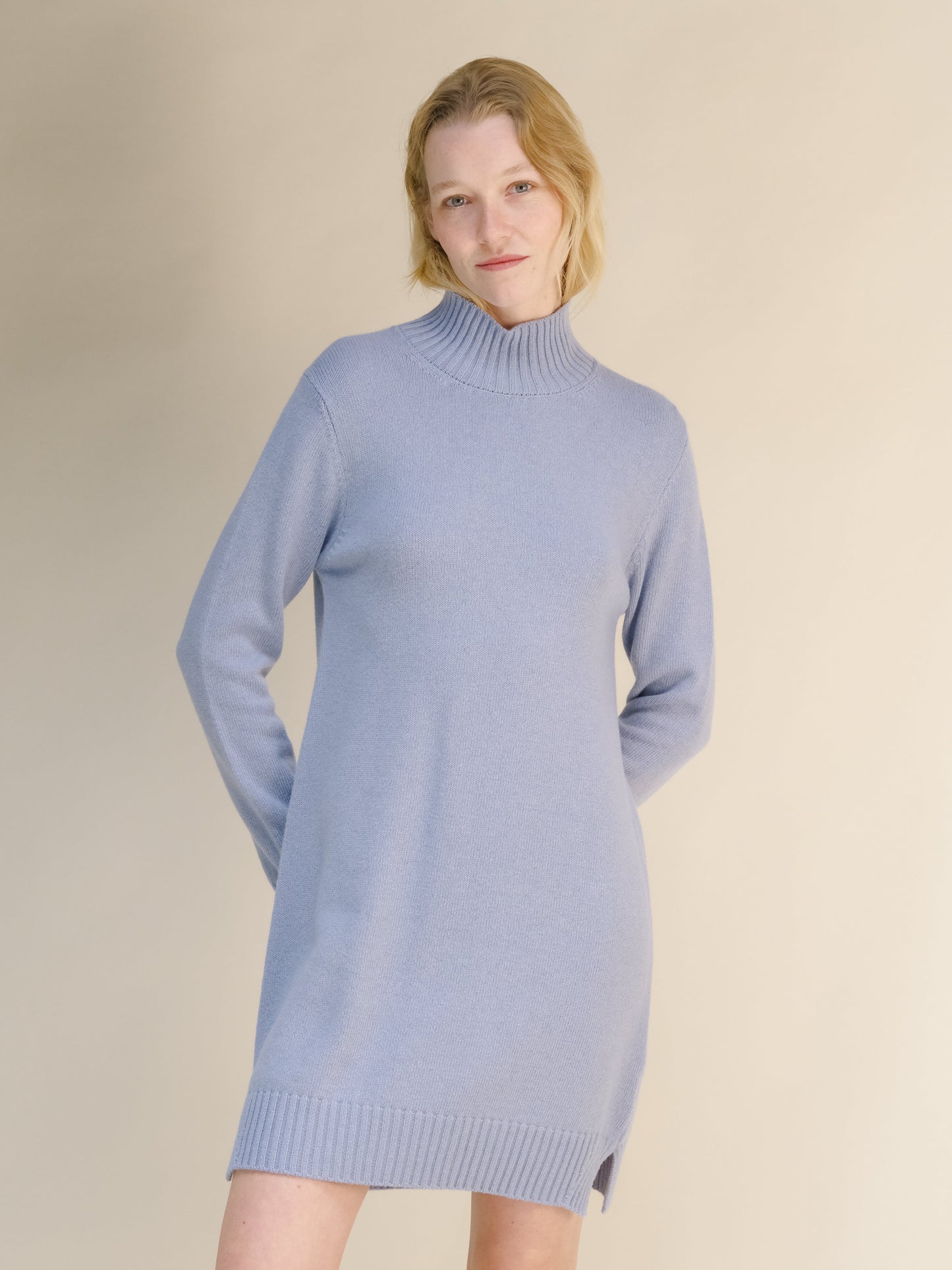 Cashmere Mix High Neck Midi Dress