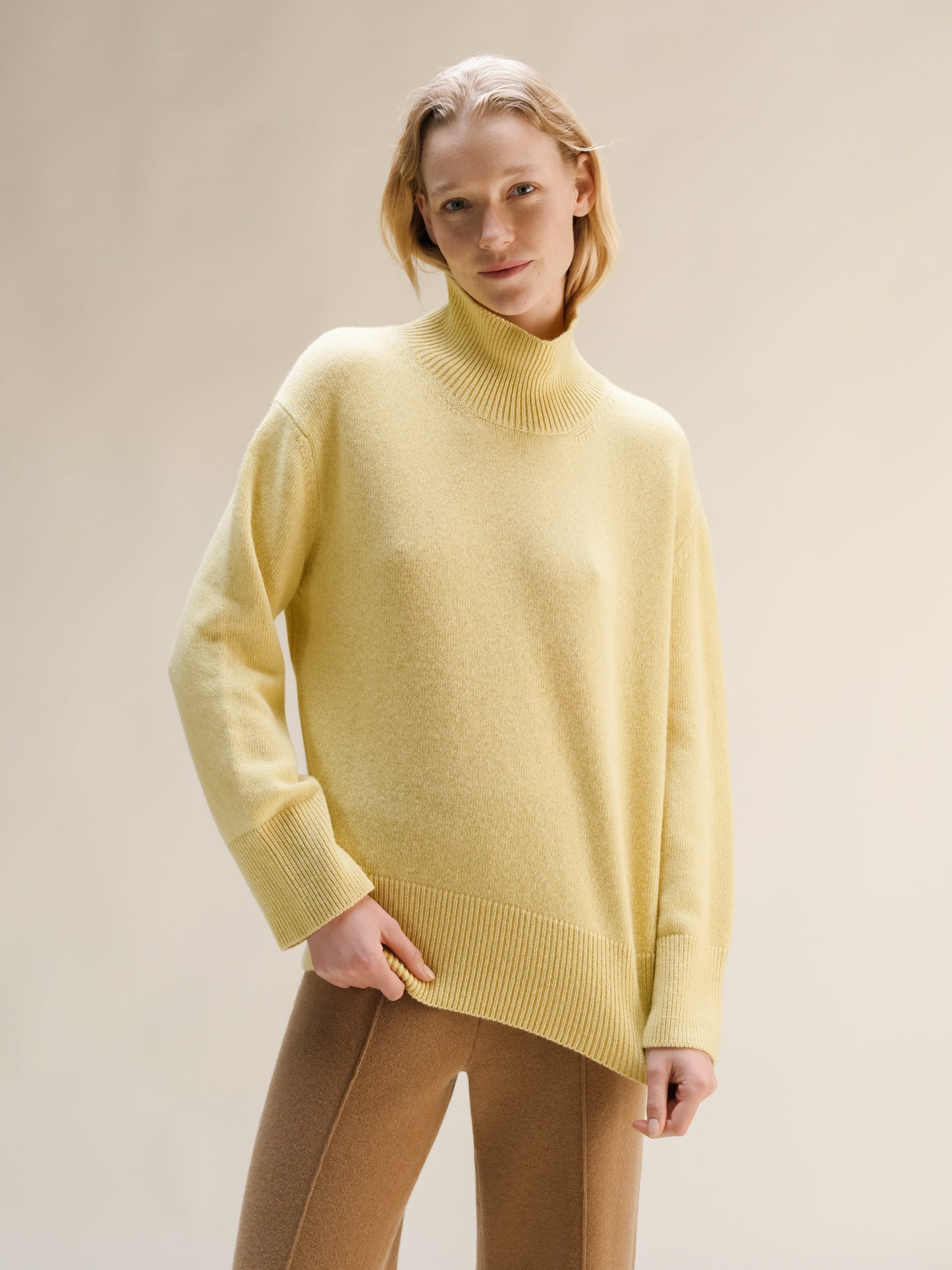 Cashmere Mix Long Turtleneck Sweater