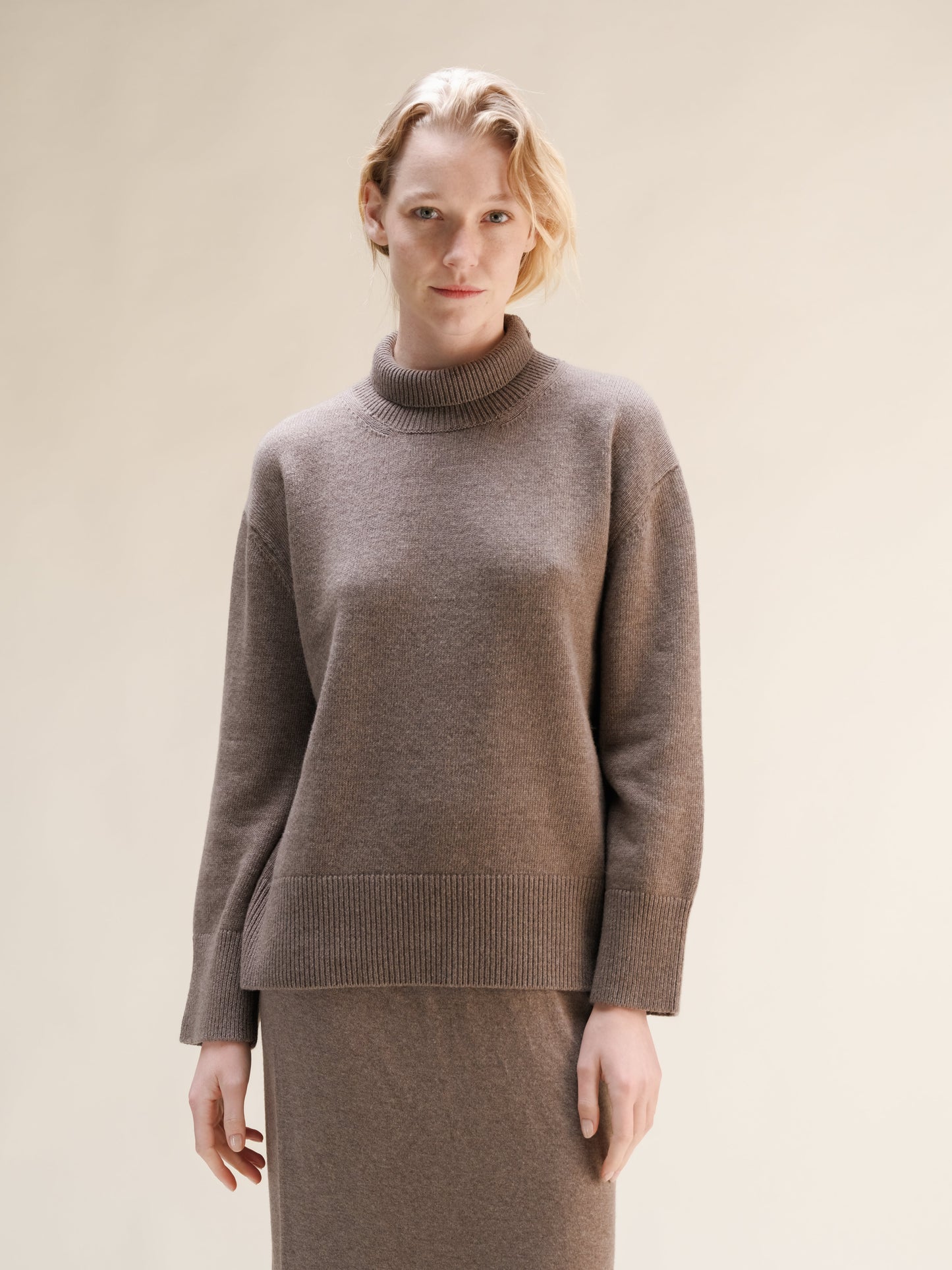 Cashmere Mix Long Turtleneck Sweater