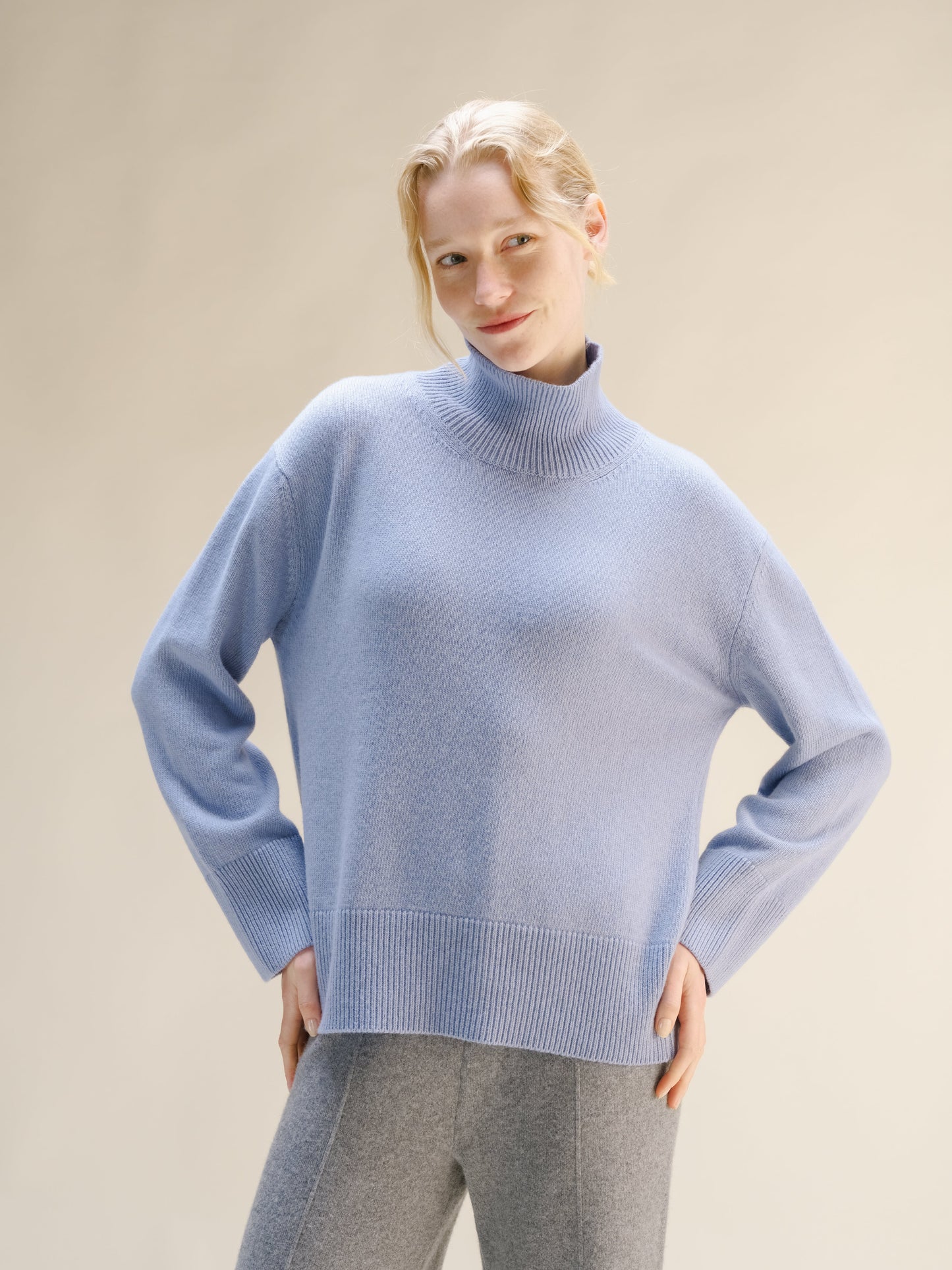 Cashmere Mix Long Turtleneck Sweater