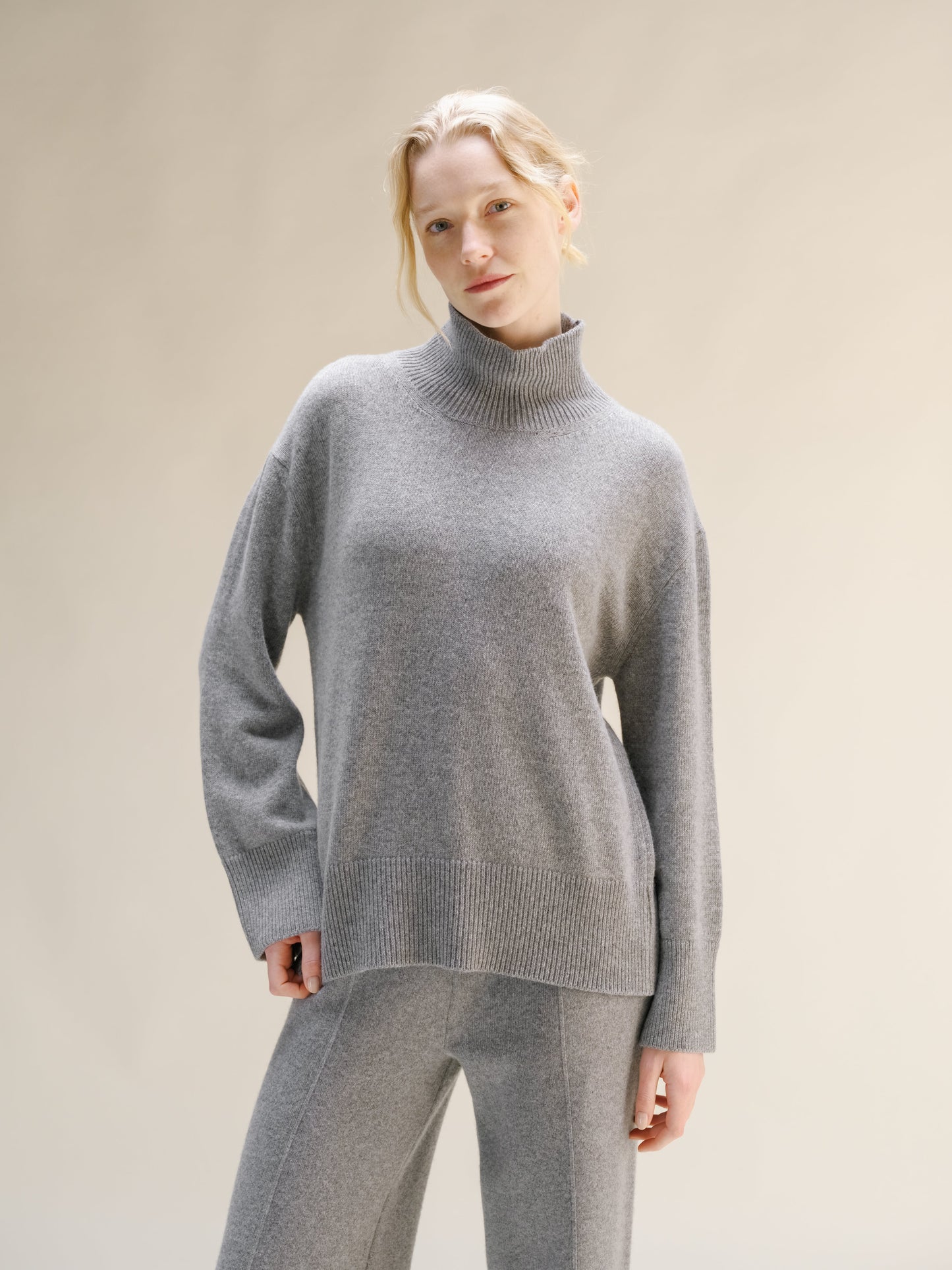 Cashmere Mix Long Turtleneck Sweater
