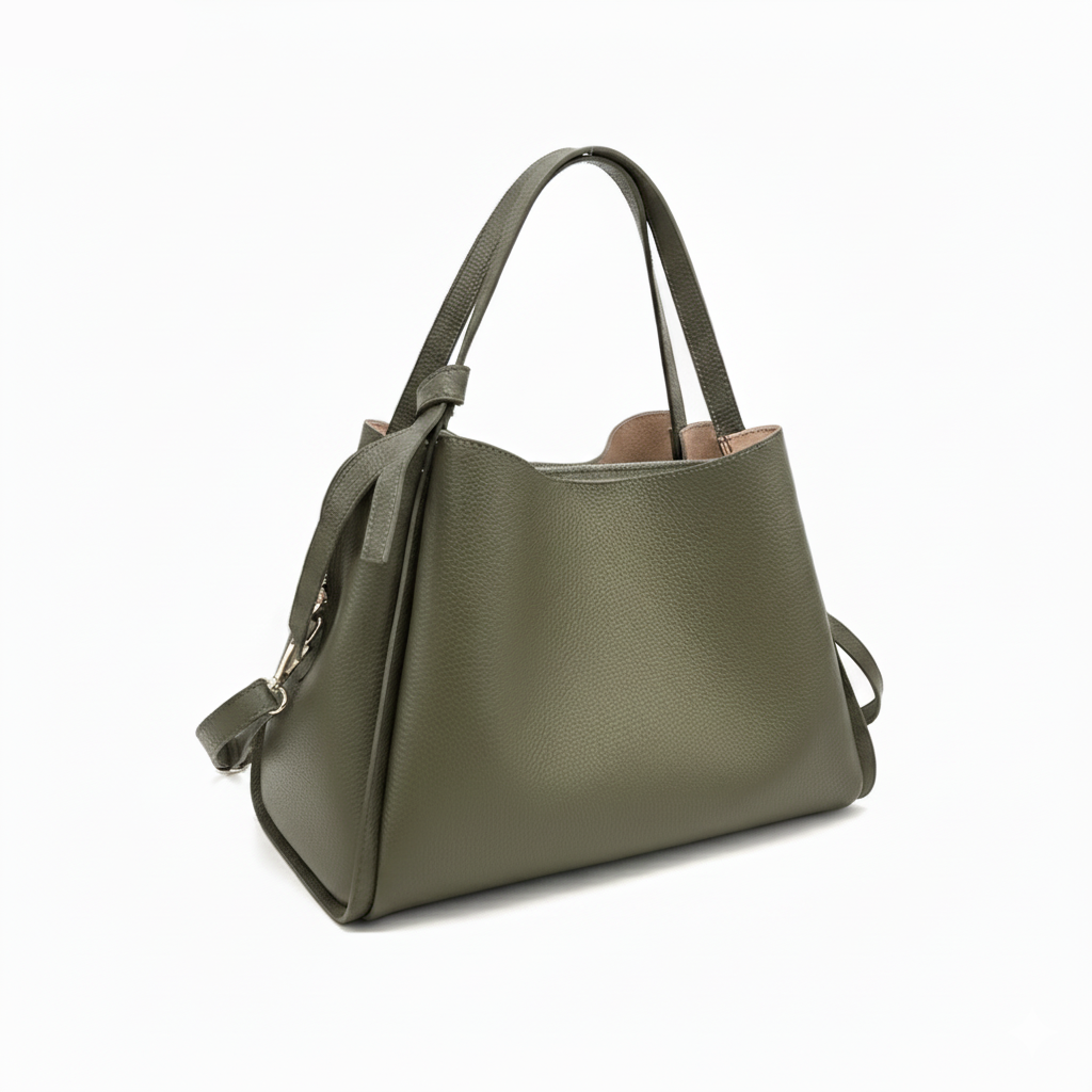 Pienza – Italian Leather Tote Handbag – Olive Green