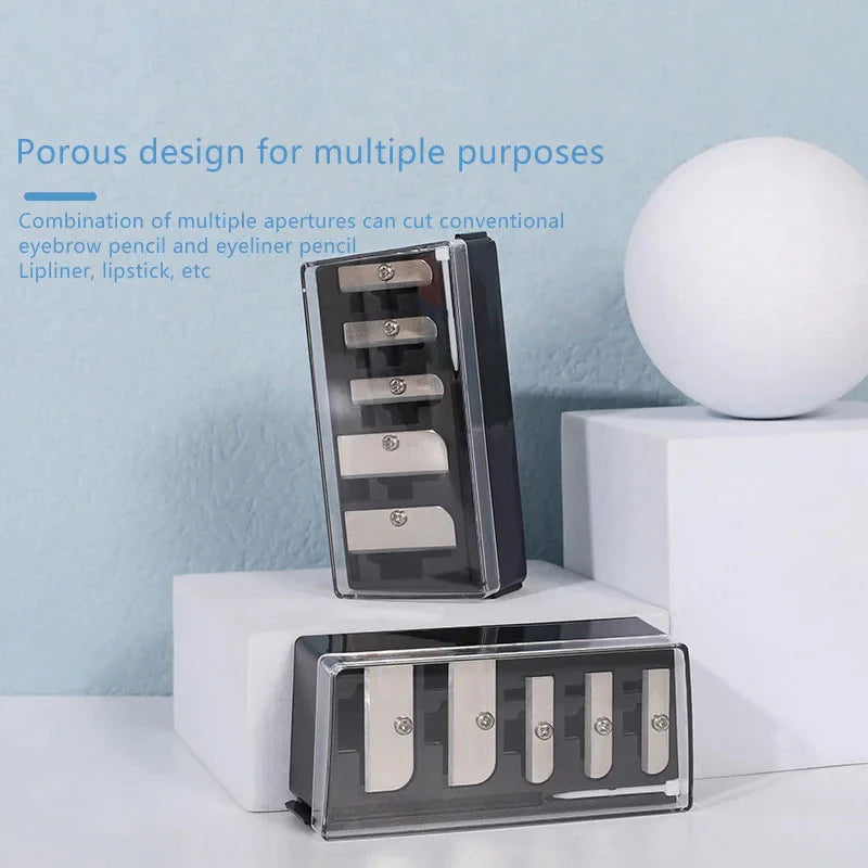 1Pcs 5 Holes Sharpener Multi-functional Pencil Sharpener with Lid for Eyeliner Lipliner Pencils