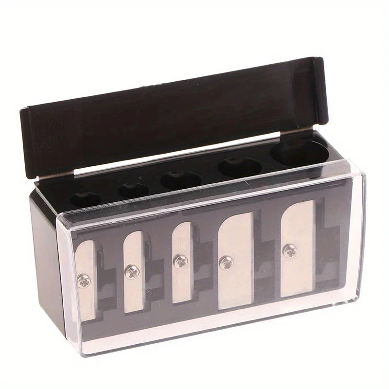 1Pcs 5 Holes Sharpener Multi-functional Pencil Sharpener with Lid for Eyeliner Lipliner Pencils