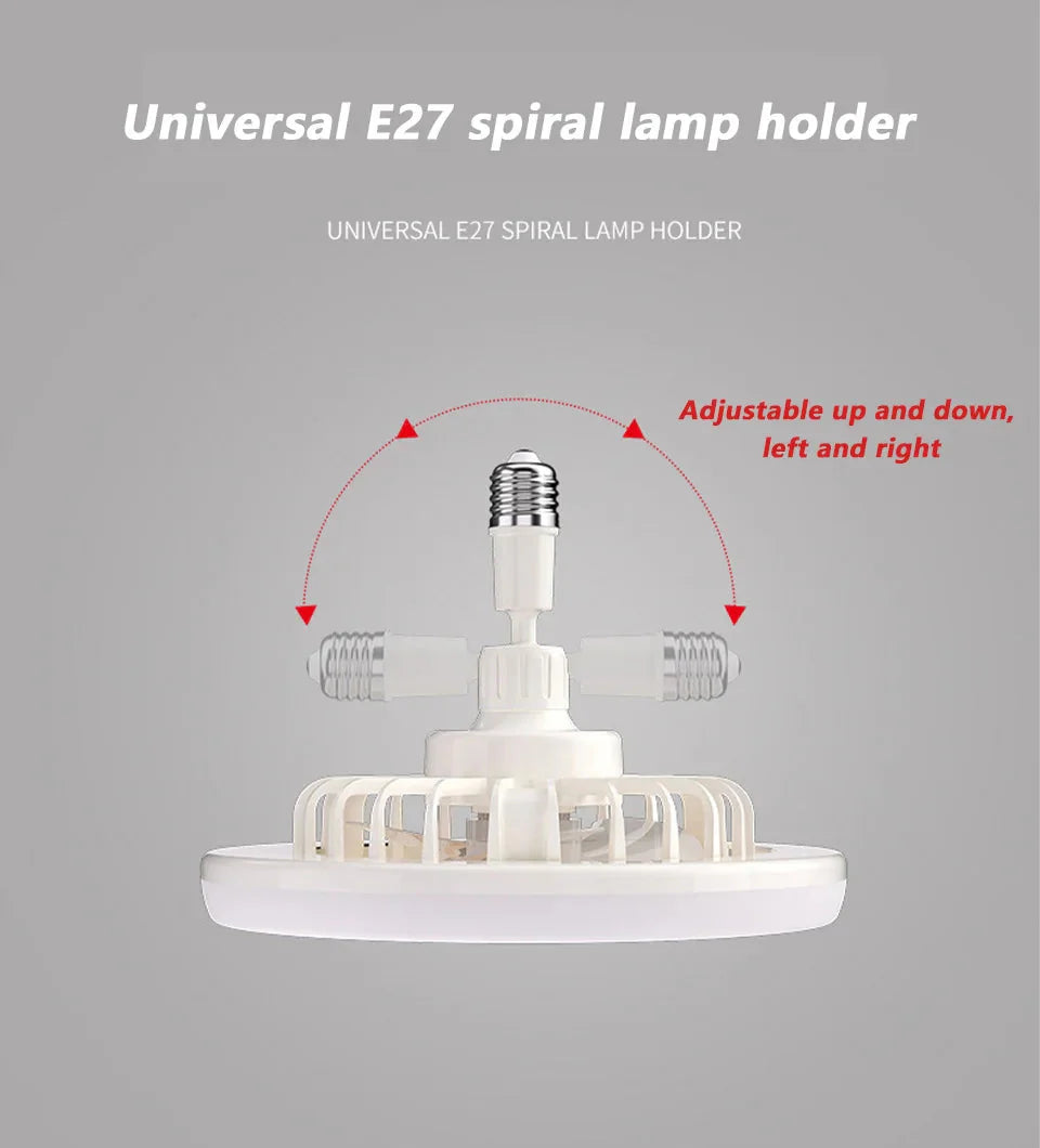 2 In 1 Ceiling Fan Lamps 3 Speeds Adjustable E27 Base Infinitely Dimmable for Living Room Bedroom Study LED Decorative Light