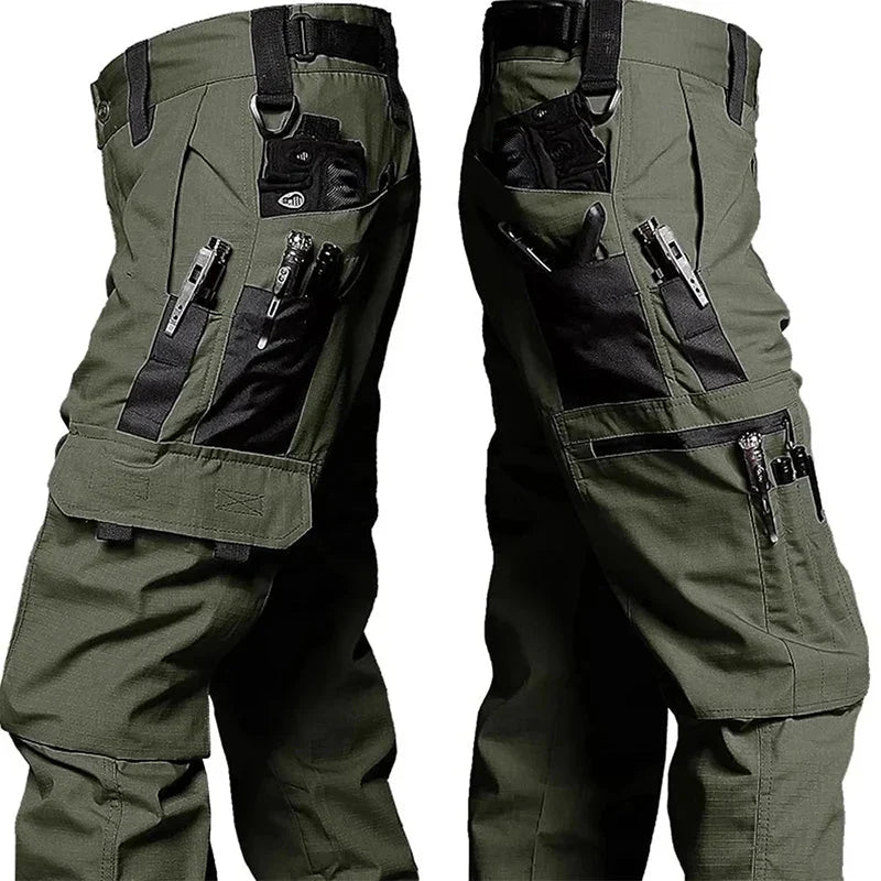 2024 Men's Tactical Pants Outdoor Work Casual Cargo Trousers Waterproof Multi-pocket Wear-Resistant Outdoor Training Trousers