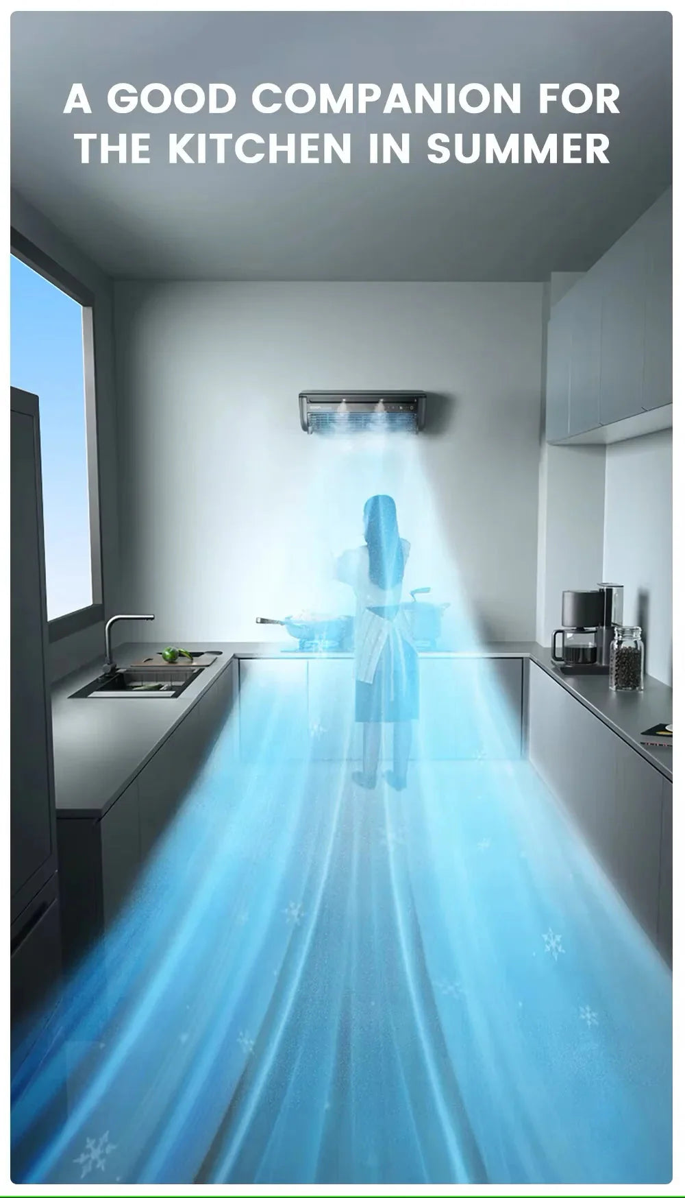 2025 Kitchen Air Conditioner – Powerful Cooling Wall & Table Fan with Remote Control