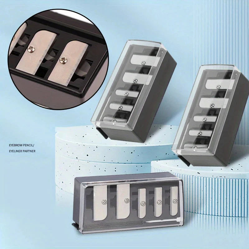 1Pcs 5 Holes Sharpener Multi-functional Pencil Sharpener with Lid for Eyeliner Lipliner Pencils