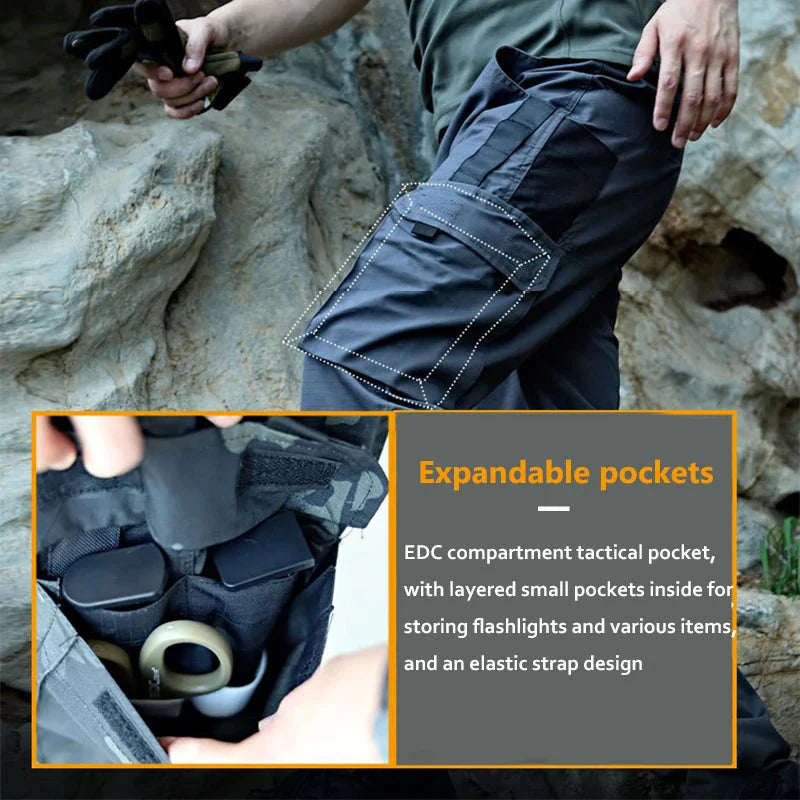 2024 Men's Tactical Pants Outdoor Work Casual Cargo Trousers Waterproof Multi-pocket Wear-Resistant Outdoor Training Trousers