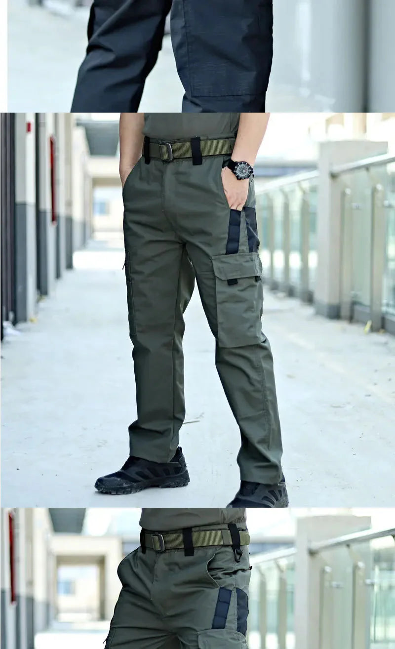 2024 Men's Tactical Pants Outdoor Work Casual Cargo Trousers Waterproof Multi-pocket Wear-Resistant Outdoor Training Trousers