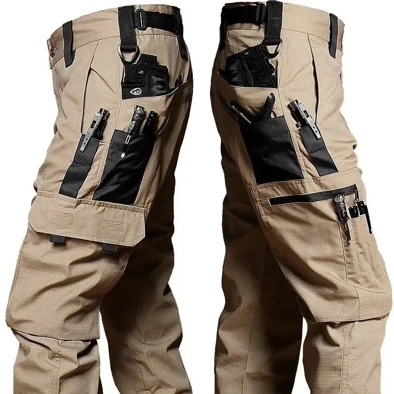 2024 Men's Tactical Pants Outdoor Work Casual Cargo Trousers Waterproof Multi-pocket Wear-Resistant Outdoor Training Trousers