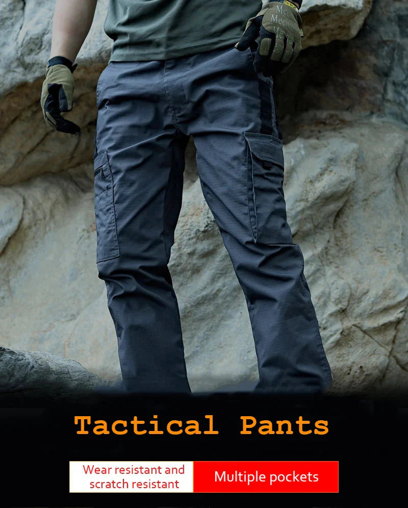 2024 Men's Tactical Pants Outdoor Work Casual Cargo Trousers Waterproof Multi-pocket Wear-Resistant Outdoor Training Trousers