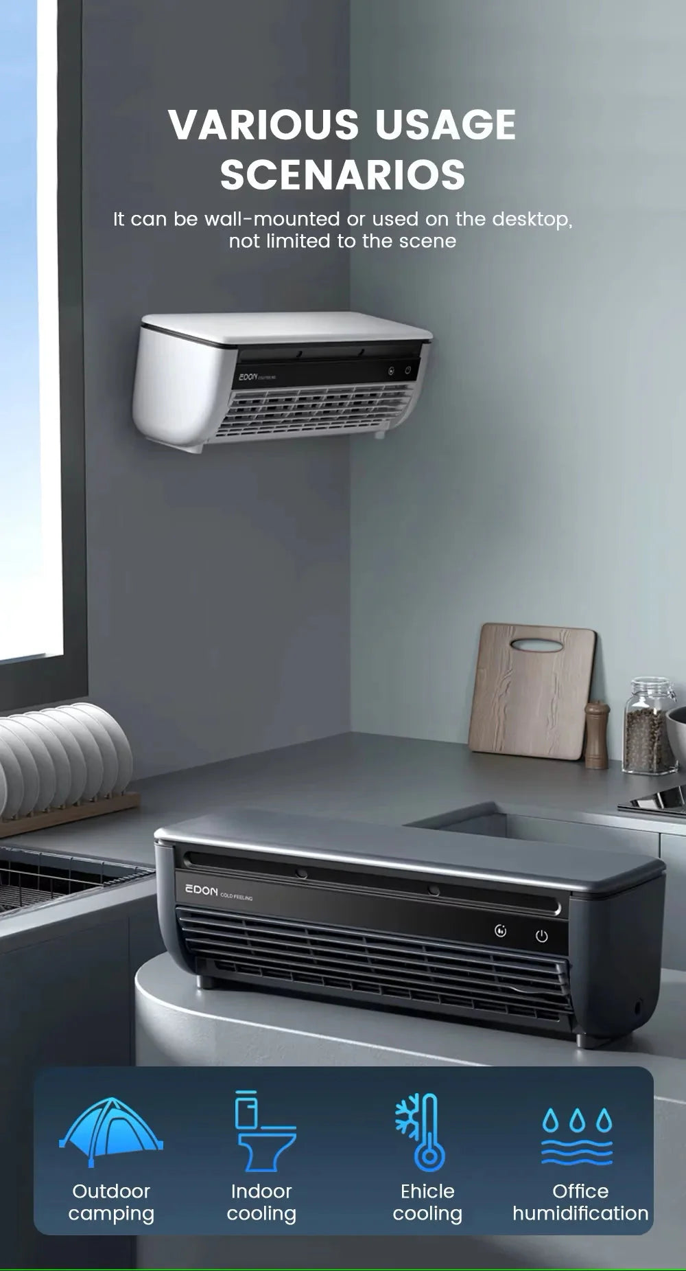 2025 Kitchen Air Conditioner – Powerful Cooling Wall & Table Fan with Remote Control