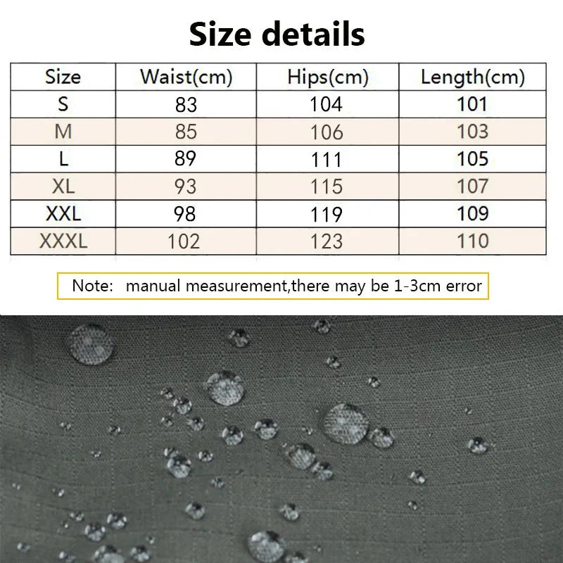 2024 Men's Tactical Pants Outdoor Work Casual Cargo Trousers Waterproof Multi-pocket Wear-Resistant Outdoor Training Trousers