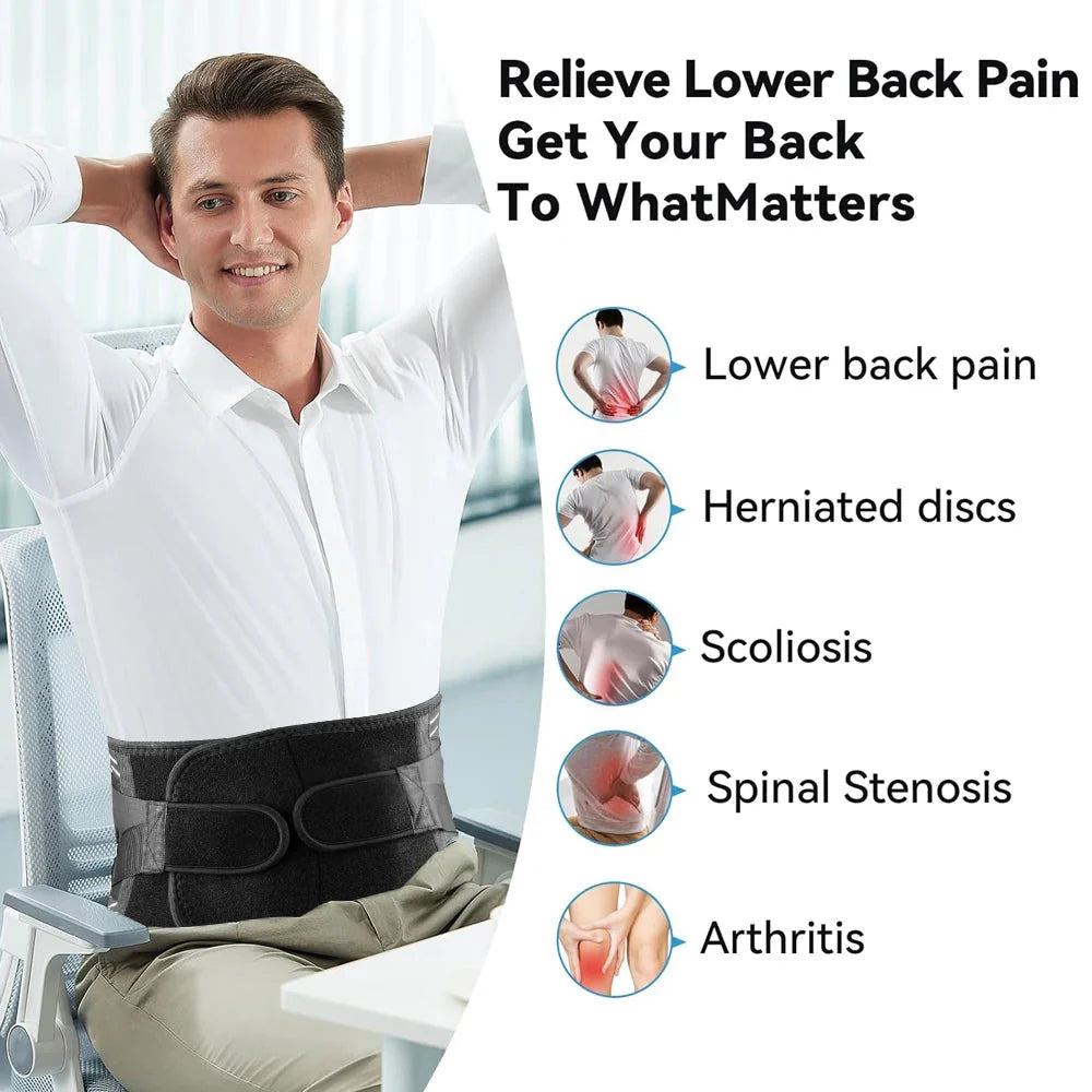 1PC Back Brace for Lower Back Pain Relief - Breathable Lumbar Support Belt with Pad for Herniated Disc, Sciatica - Adjustable Ba