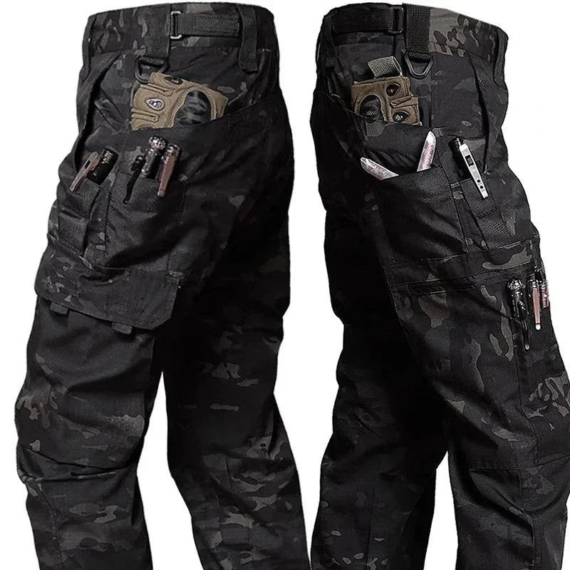 2024 Men's Tactical Pants Outdoor Work Casual Cargo Trousers Waterproof Multi-pocket Wear-Resistant Outdoor Training Trousers