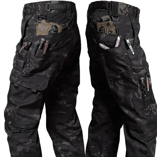 2024 Men's Tactical Pants Outdoor Work Casual Cargo Trousers Waterproof Multi-pocket Wear-Resistant Outdoor Training Trousers