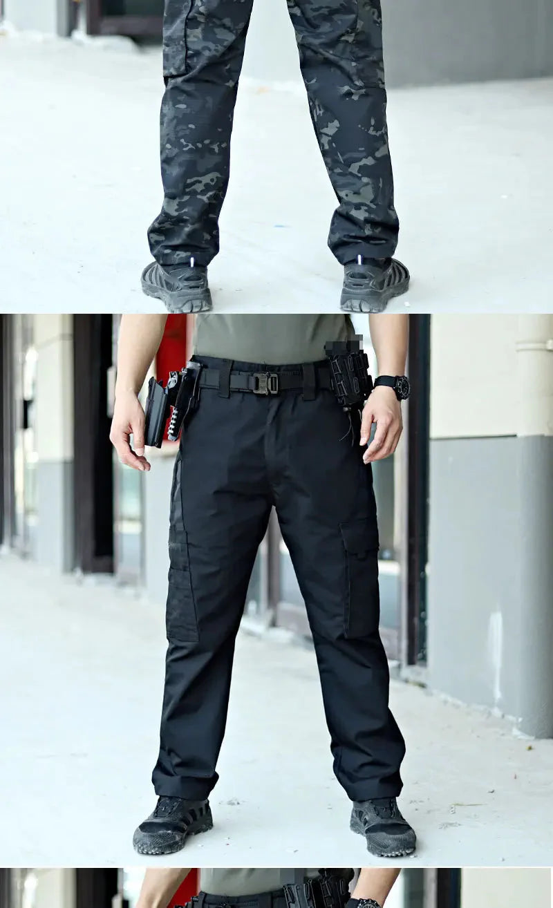 2024 Men's Tactical Pants Outdoor Work Casual Cargo Trousers Waterproof Multi-pocket Wear-Resistant Outdoor Training Trousers