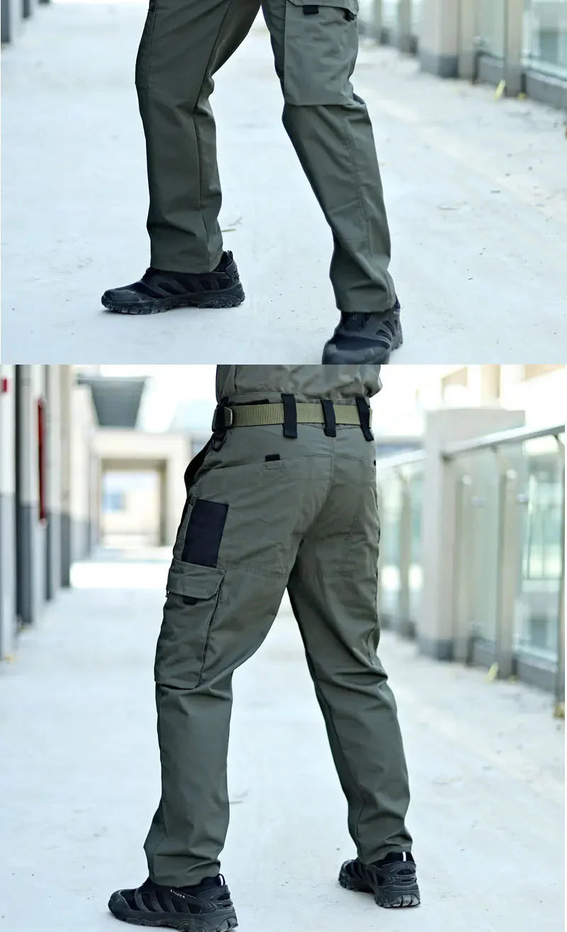 2024 Men's Tactical Pants Outdoor Work Casual Cargo Trousers Waterproof Multi-pocket Wear-Resistant Outdoor Training Trousers