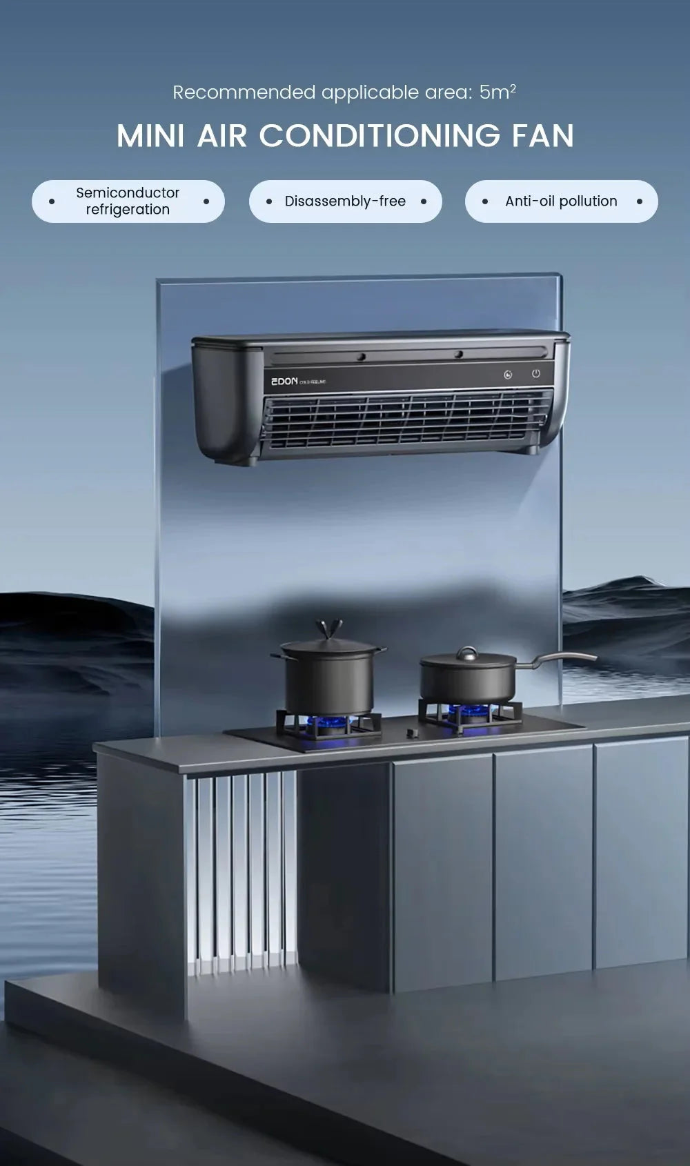 2025 Kitchen Air Conditioner – Powerful Cooling Wall & Table Fan with Remote Control