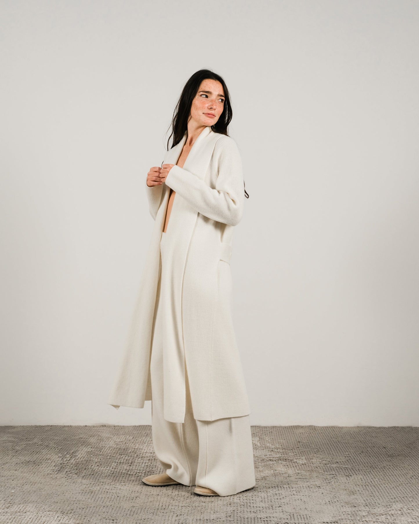 Cashmere Mix Shawl-Collar Maxi Cardigan