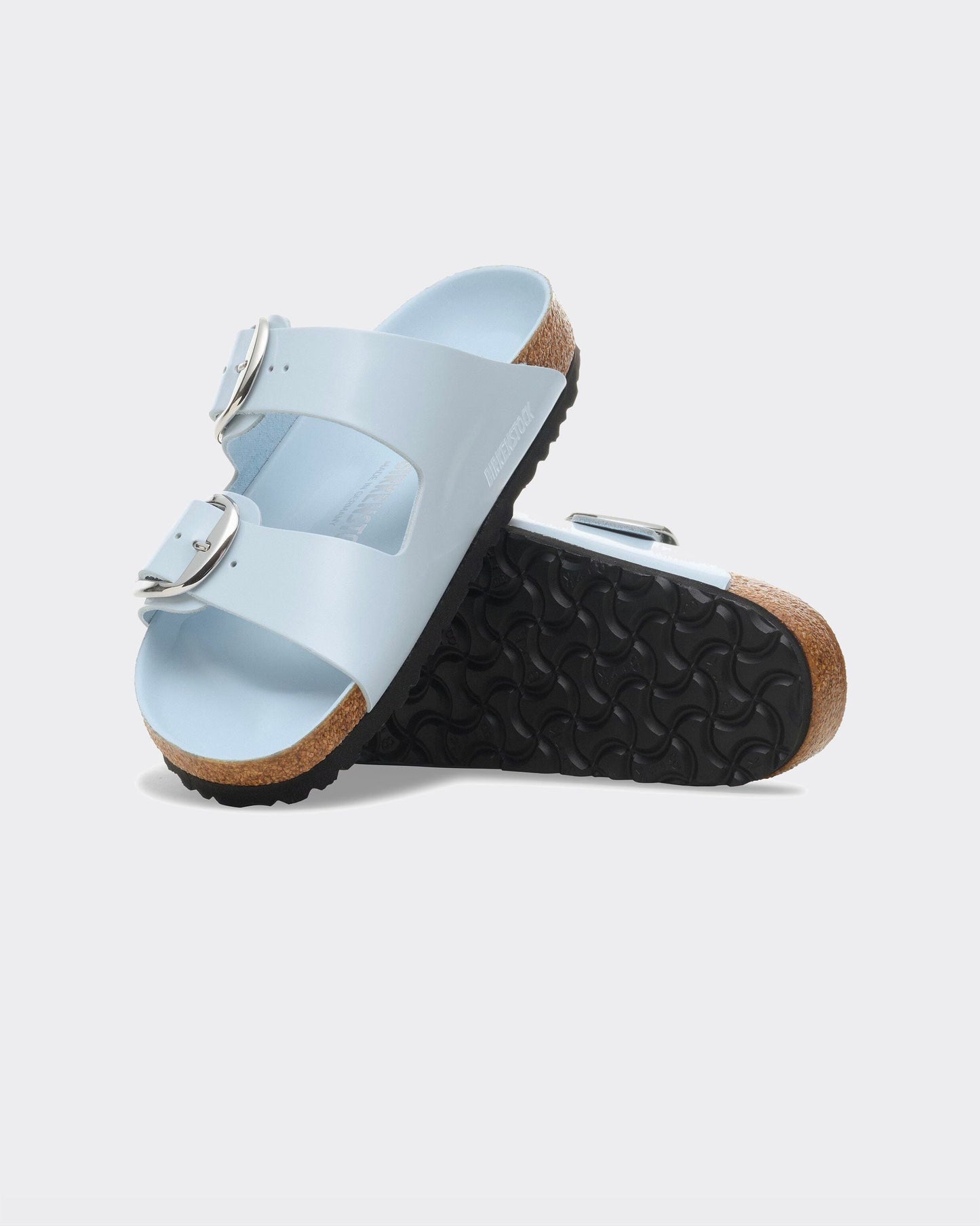 Ciabatta Arizona Big Buckle Shine Blue Natural Leather