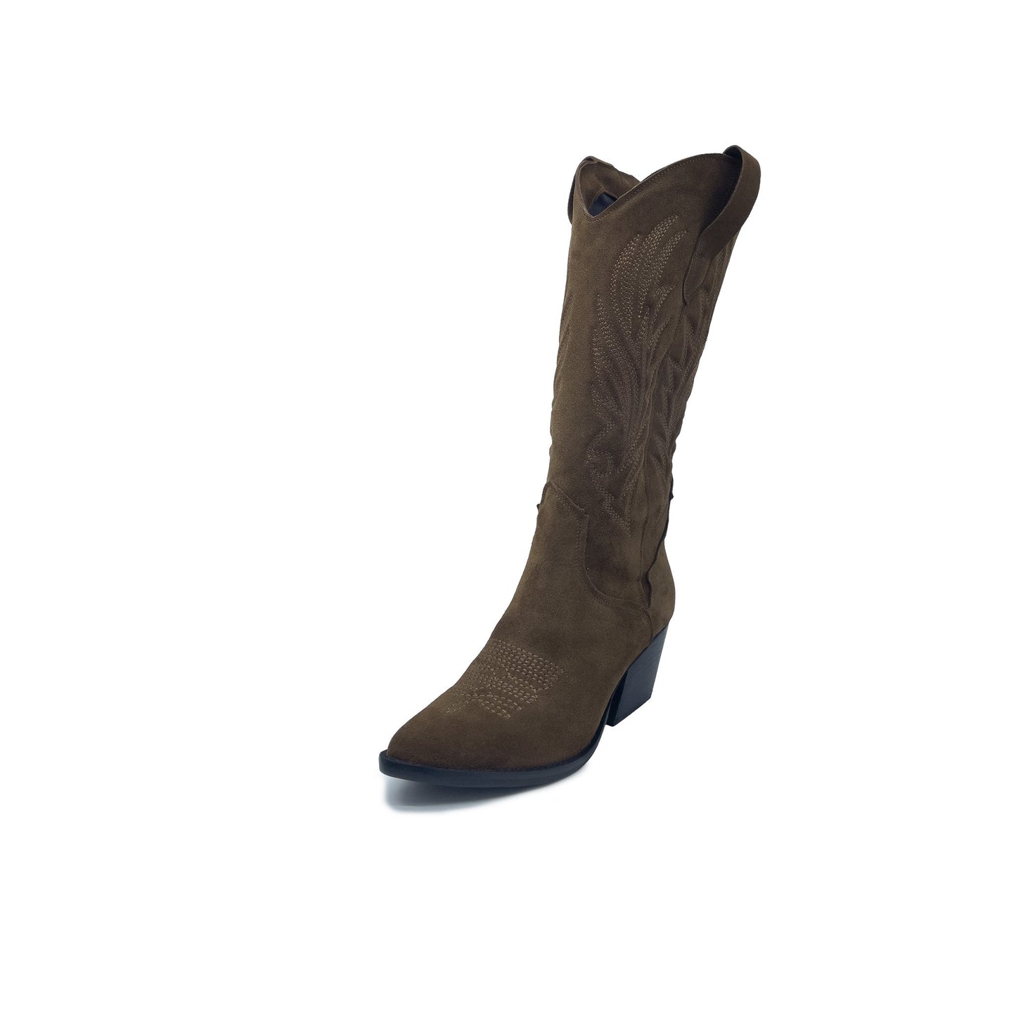 MARIA - Stivale Texano Camperos in CAMOSCIO TESTA DI MORO con ricami