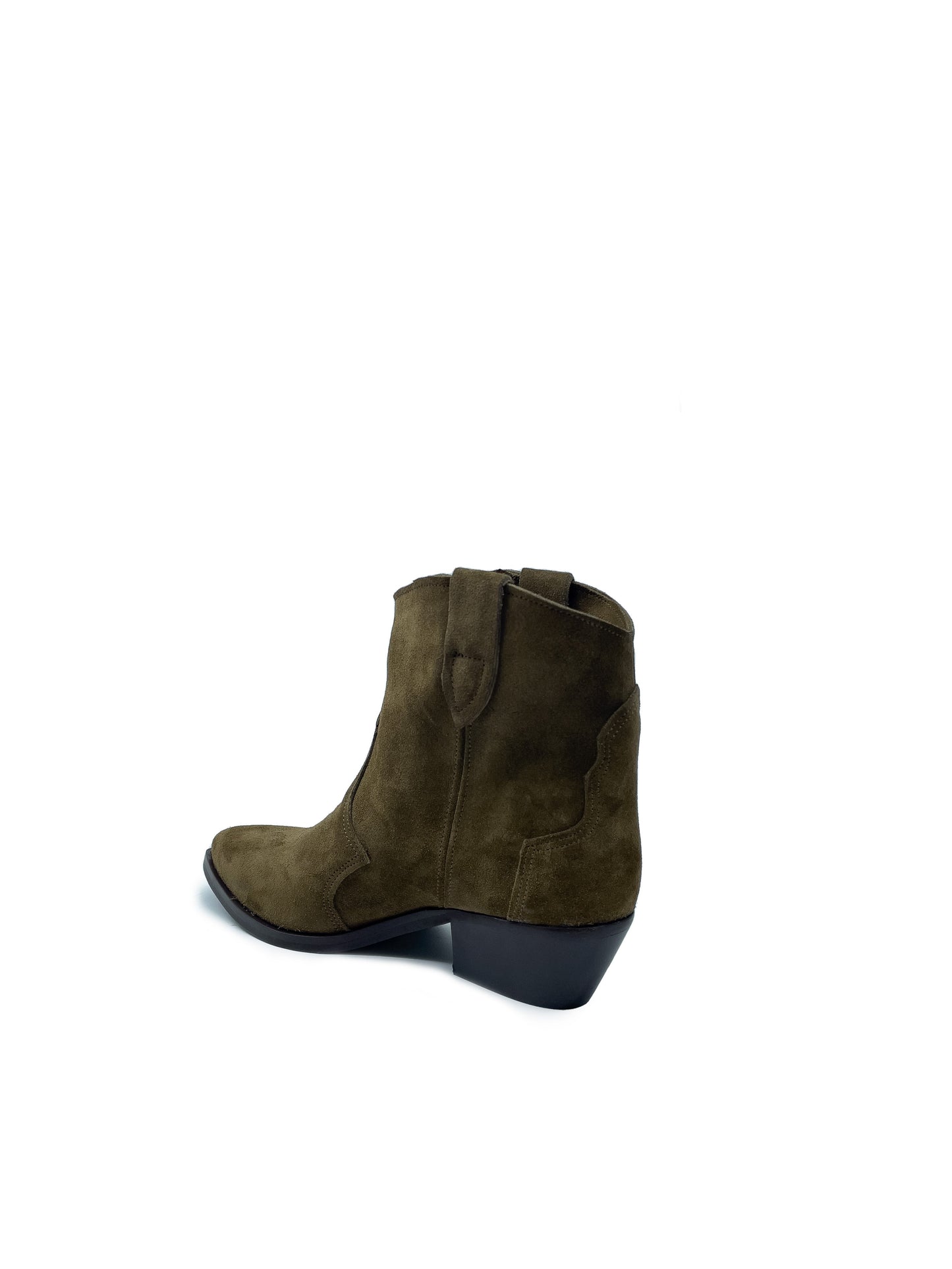 ROMA Stivaletto col tacco donna alla caviglia in Pelle Scamosciata Tabacco