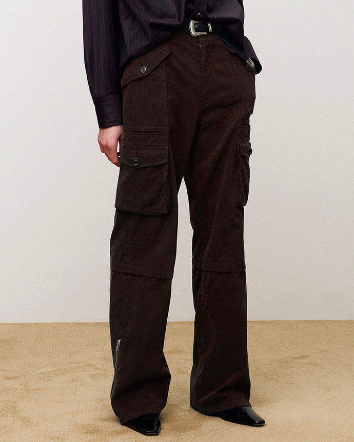 Pantaloni Utility Cargo Garment Washed Faded Marroni