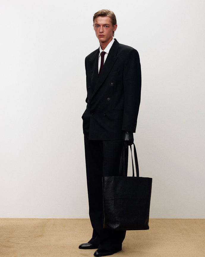 Blazer Twill Double-Breasted Tailored Wool Nera