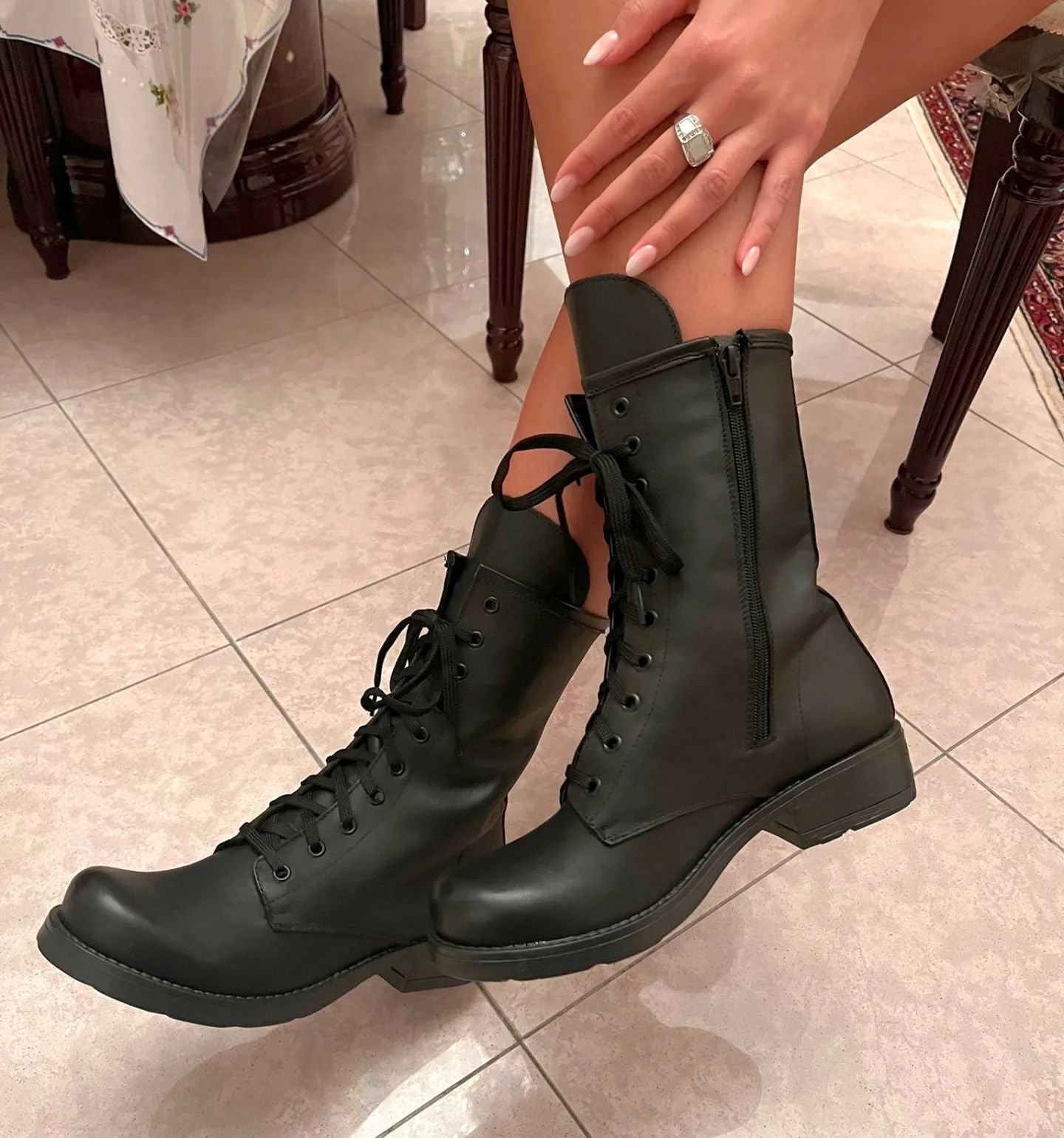 Anfibio TATA in Vera Pelle Nero