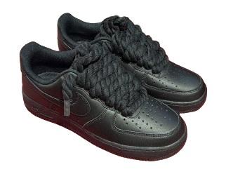 NIKE AIR FORCE 1 LOW TRIPLE BLACK CUSTOM ROPE LACES
