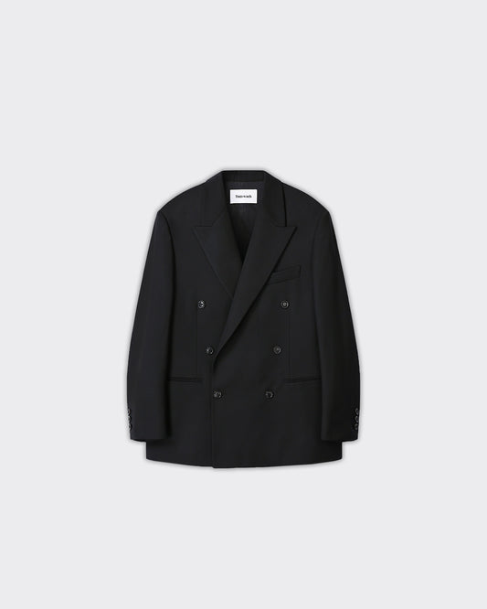 Blazer Twill Double-Breasted Tailored Wool Nera