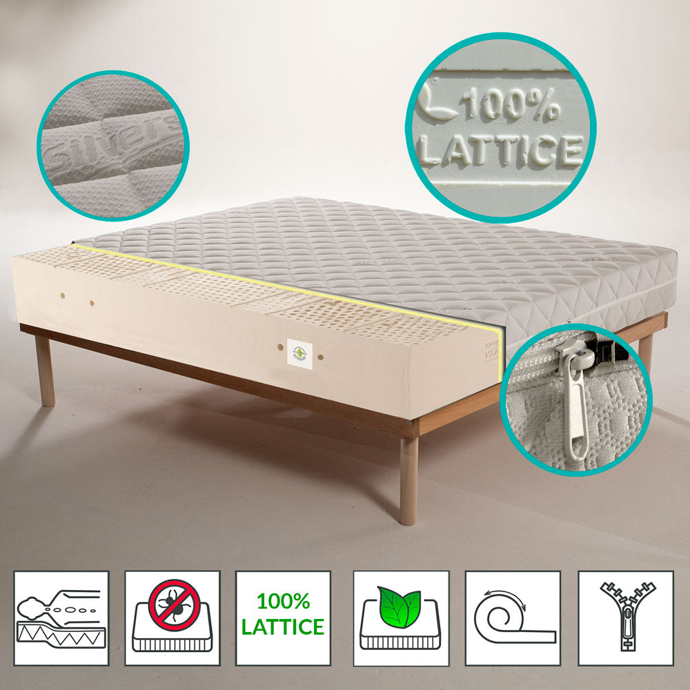 Materasso 100% lattice a 7 zone differenziate con tessuto anallergico alto 20 cm - MARS