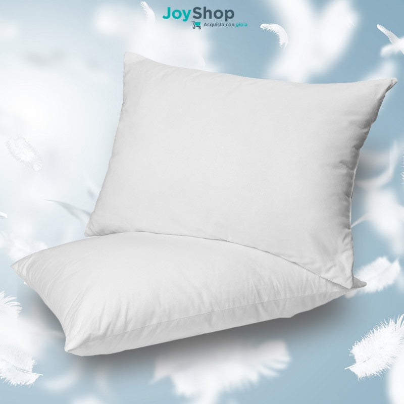 Coppia Cuscini in piuma d'oca e piumino soffici con cover in cotone alti 15 cm