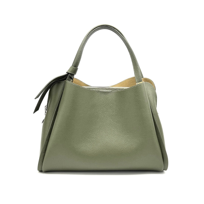 Pienza – Italian Leather Tote Handbag – Olive Green