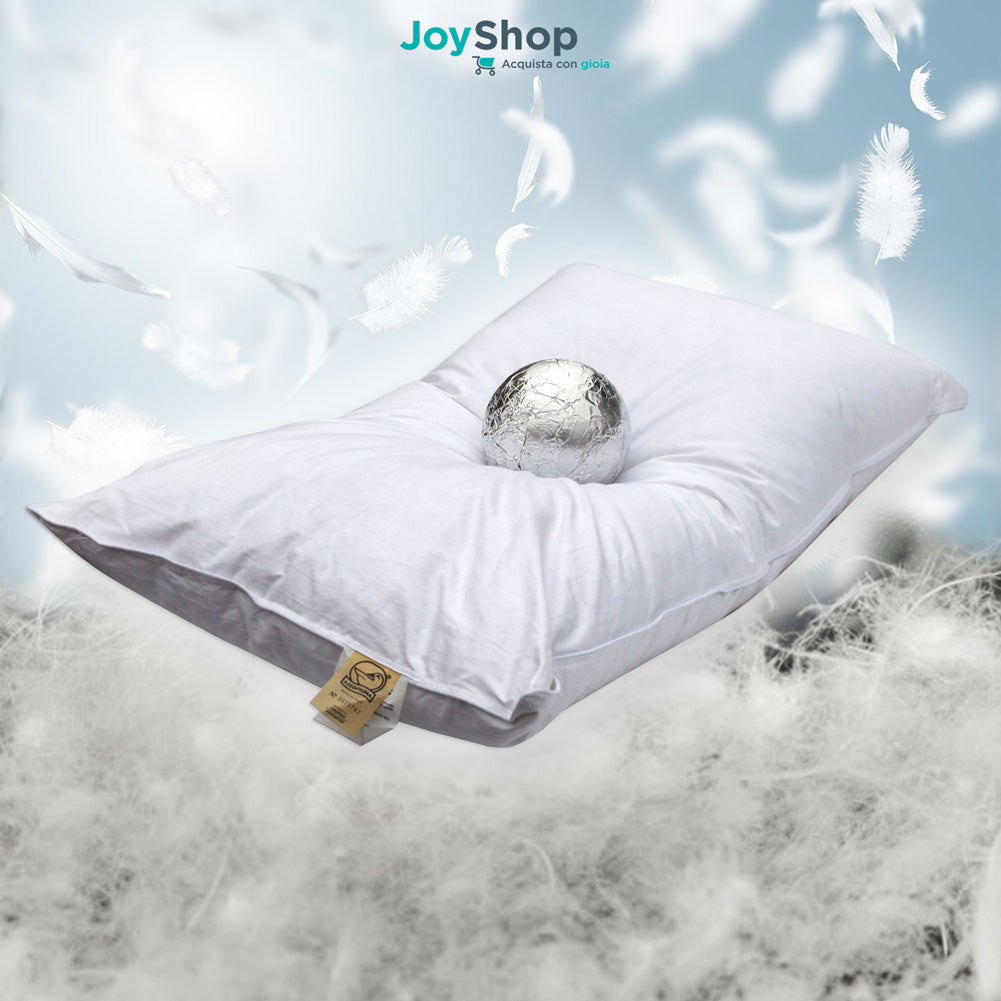 Coppia Cuscini in piuma d'oca e piumino soffici con cover in cotone alti 15 cm