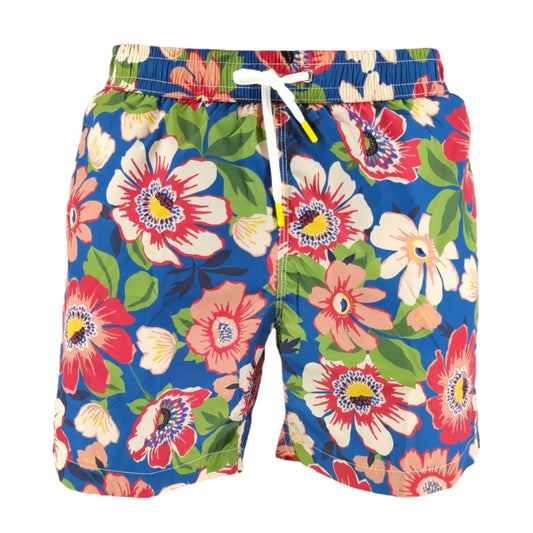 Costume Swim Uomo Indigo Blue Flowers Print