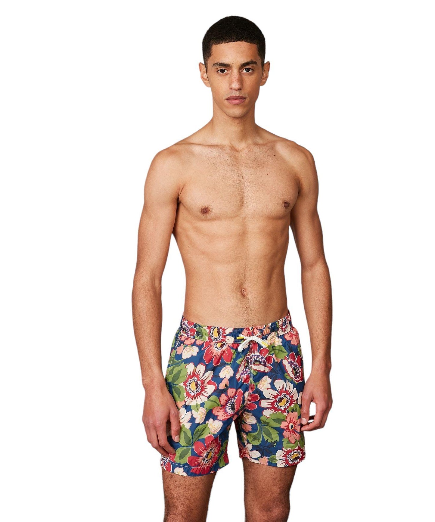 Costume Swim Uomo Indigo Blue Flowers Print
