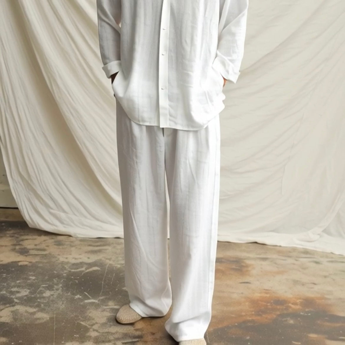 Set Lino Coordinato Camicia e Pantalone Uomo