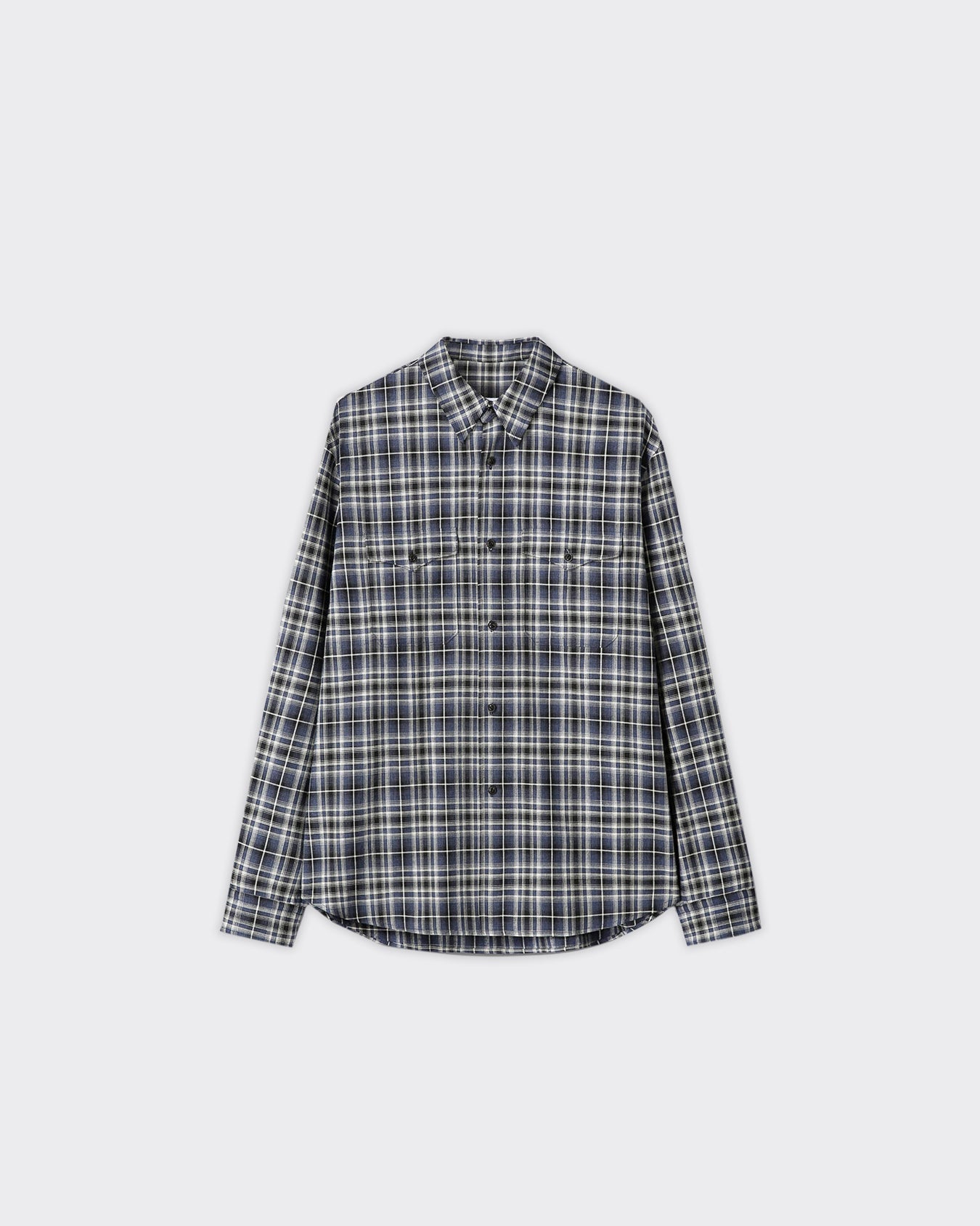 Camicia Cotton Double Pocket Checked Blu