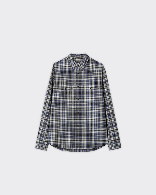 Camicia Cotton Double Pocket Checked Blu