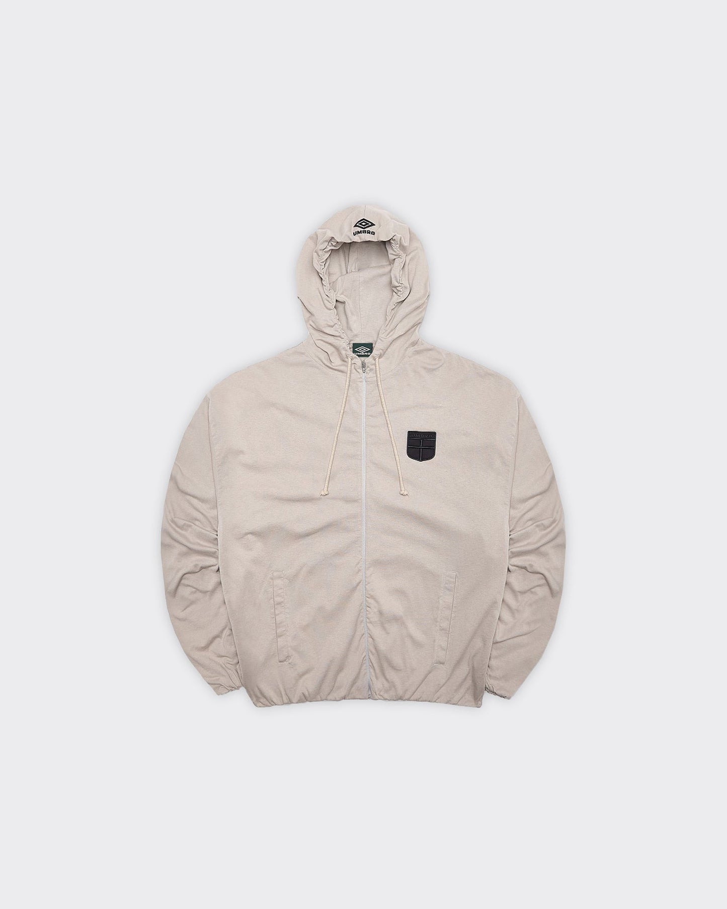 Felpa Con Cappuccio Zip Crest Jersey Taupe