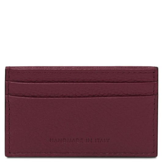 Leather card holder - 4 cards, pebbled leather | TL142474
